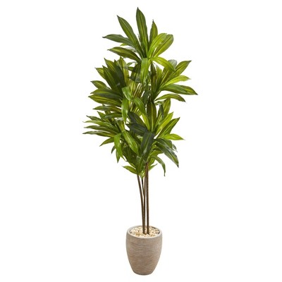 Nearly Natural 68-in Dracaena Artificial Plant in Sand Colored Planter (Real Touch)