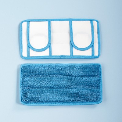 Set of 2 Blue and White Reusable Microfiber Mop Pads