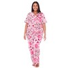 Women's Plus Size Short Sleeve Top and Pants Pajama Set - White Mark - 2 of 4