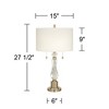 Vienna Full Spectrum Jordan 27 1/2" Tall Traditional Table Lamp Pull Chain Brass Finish Metal Crystal Single Off-White Shade Living Room Bedroom - 4 of 4