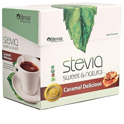 Stevia Sweet & Natural Caramel Deliciose by Stevia International  -  100 Packets Box