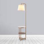 64" Taelyn Contemporary Floor Lamp with Table and Built-In USB Copper/White Marble - Teamson Home