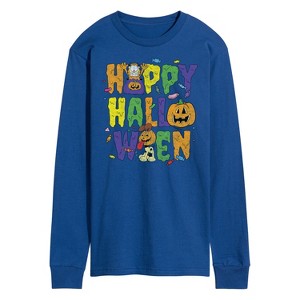 Men's - Garfield - Happy Halloween Icons Long Sleeve Graphic T-Shirt - 1 of 4