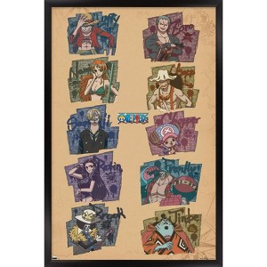 Trends International One Piece: Fishman Island - Brick Wall Grid Framed Wall Poster Prints - 1 of 4