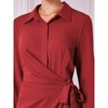 Hobemty Women's Long Sleeve Lapel Collar Faux Wrap Button Up Casual Shirt Dress - 4 of 4