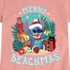Girls' - Lilo and Stitch - Merry Beachmas Christmas Fitted Short Sleeve Graphic T-Shirt - 2 of 4