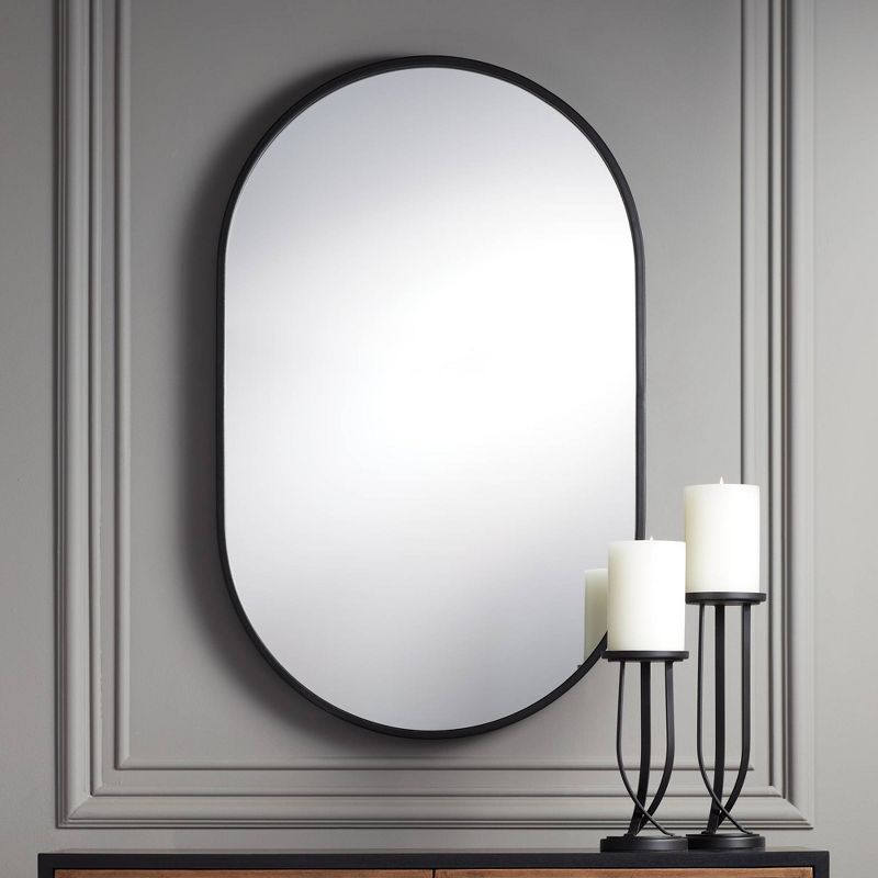 Uttermost Rapido Oval Vanity Decorative Wall Mirror Modern Matte Black Iron Frame 24" Wide for Bathroom Bedroom Living Room Home Office House Entryway, 2 of 8
