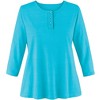 Collections Etc 3/4 Sleeve Scoop Neckline Knit Henley Top - 2 of 4