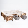 GDFStudio Cascada Outdoor Acacia Wood 8 Seater Sectional Sofa Set with Fire Pit - 2 of 4