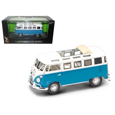 1962 Volkswagen Microbus Van With Open Roof Blue And White 1/43 Diecast ...