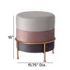 Vintiquewise Round Velvet Ottoman Stool 16” Tall Tricolor with Gold Metal Stand - 4 of 4
