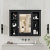 NicBex 35" x 28" Wall Mounted Bathroom Storage Cabinet with Mirror, Modern Medicine Cabinet with 6 Open Shelves for Bathroom, Blue - 4 of 4