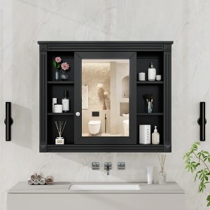 PAGED 35" Wall Mounted Bathroom Storage Cabinet Modern Medicine Cabinet with Mirror and Shelves, Over Toilet Storage Unit for Room - 1 of 4