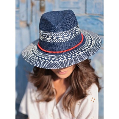 Shiraleah Navy Ames Sun Hat with Red Trim