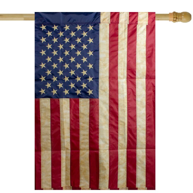 Northlight Embroidered Tea-Stained Patriotic USA House Flag 40" x 28", 2 of 5