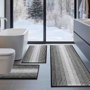 BAGOKIE 3 Piece Chenille Bathroom Rug Set - 1 of 3