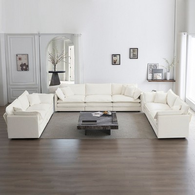 NicBex Couches for Living Room 3-Piece Upholstered Chenille Sofa 2 Seater Loveseat and 3 Seater Set Couch Furniture(2+2+3 Seat ), White
