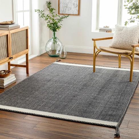 Hauteloom Ailie Bordered Charcoal Wool Rug : Target