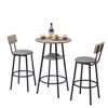 3 Piece Pub Dining Set, Industrial Style Round Bar Table And Stools For 2 Persons, With Open Storage Shelf - 3 of 4