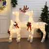 LuxenHome 3-Piece Frosted Reindeer Set with Lights Outdoor Holiday Decoration White - 2 of 4