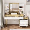Vanity Desk Makeup Vanity with Large Mirror, 6 Storage Drawers, 3 Color Adjustable Lighting, Open Shelves, Brightness Control, Natural - 3 of 4