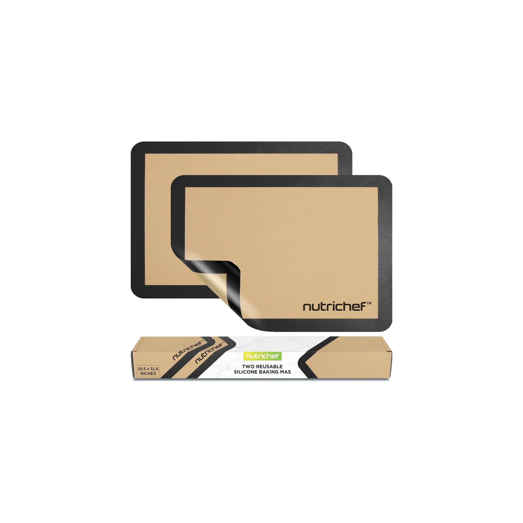 Nutrichef 2 - Pc Silicone Baking Mats - Brown & Black