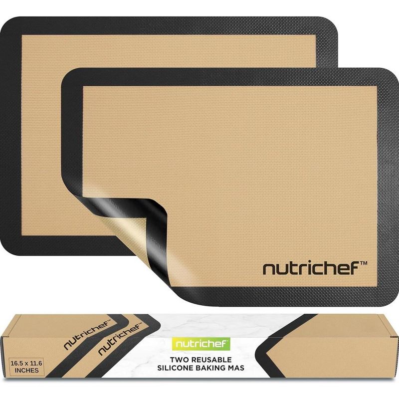 Nutrichef 2 - Pc Silicone Baking Mats - Brown & Black, 1 of 8