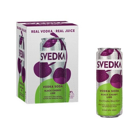 SVEDKA Black Cherry Lime Vodka Soda Cocktail - 4pk/355ml Cans