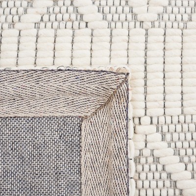 Ivory Beige Handwoven Geometric Square Area Rug
