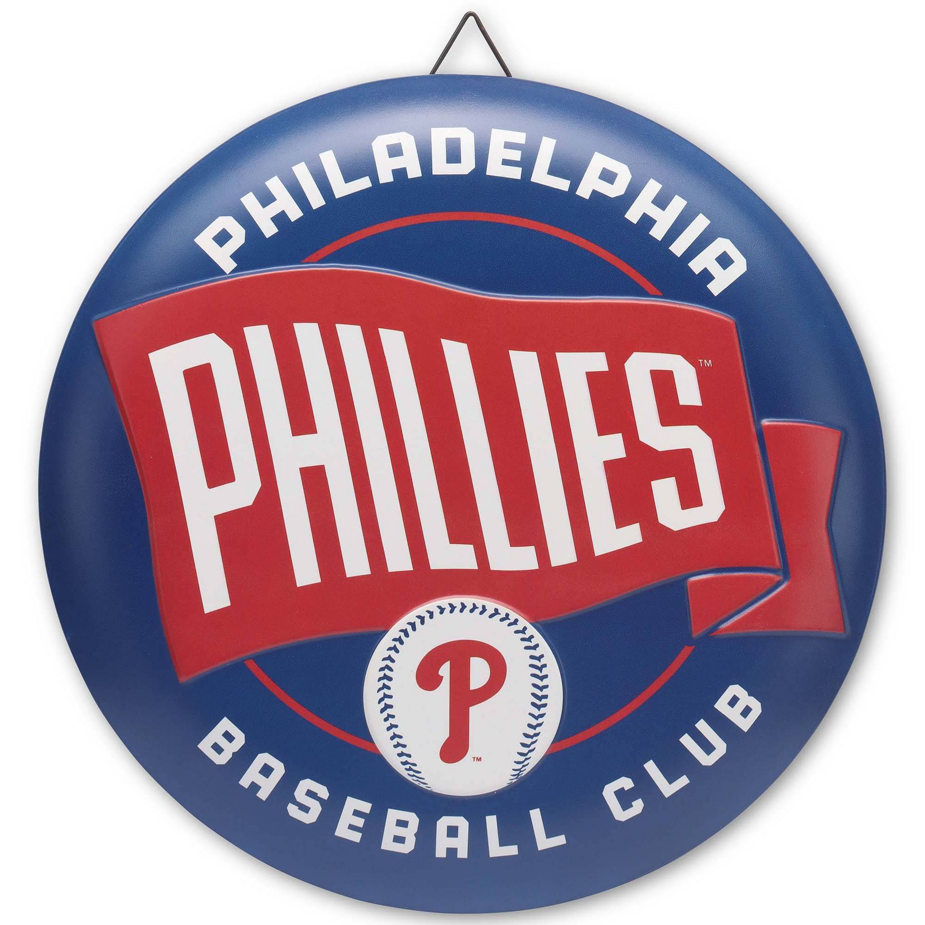 MLB Philadelphia Phillies Metal Button Wall Art: Sports-Themed Vertical Metal Sign