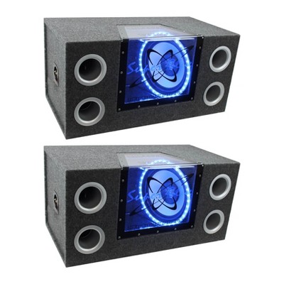 PYRAMID 12"1200W Car Audio Sub Box Subwoofer Bandpass Box Subs (2 Pack)