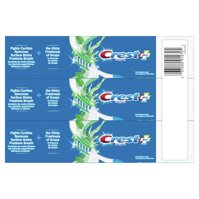 Crest + Scope Complete Whitening Toothpaste Minty Fresh - 5.4oz/3pk, 5 of 14