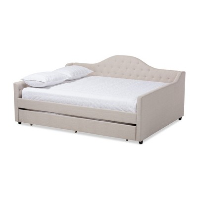 Queen Eliza Daybed With Trundle Light Beige Baxton Studio Target