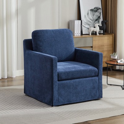 Hrinhom 29.9"W Modern Accent Chair,Chenille Swivel Armchair With Cushion