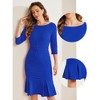 Allegra K Women's Business Elegant Boat Neck Half Sleeve Pleated Midi Dress - 2 of 4