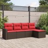 vidaXL 5 Piece Patio Sofa Set with Cushions Brown Poly Rattan - 2 of 4