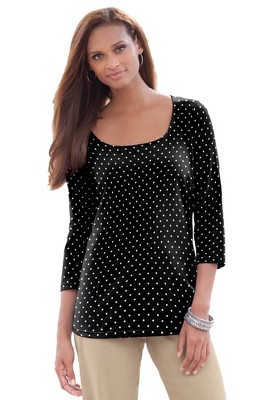 Jessica London Women's Plus Size Stretch Cotton Scoop Neck Tee