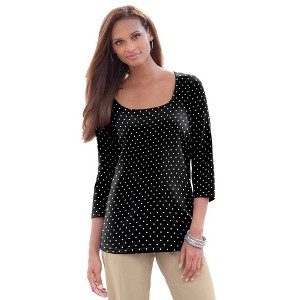 Jessica London Women's Plus Size Stretch Cotton Scoop Neck Tee - 1 of 4