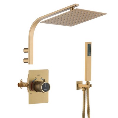 CASAINC 10'' Wall Mounted Rectangular Shower System with Handheld Sprayer