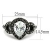Slickblue Pear-Shaped CZ Ring for Women, Black & Clear Halo on Gunmetal Band, Statement Style, Stainless Steel, 5–10 - 2 of 4