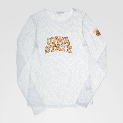 NCAA Iowa State Cyclones Long Sleeve Burnout Crew Activewear T-Shirt - White S