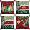 Set of 4 Christmas Throw Pillow Covers 18x18 Inch, Merry Christmas Bright Xmas Tree Ball Winter-Red - 2 of 2
