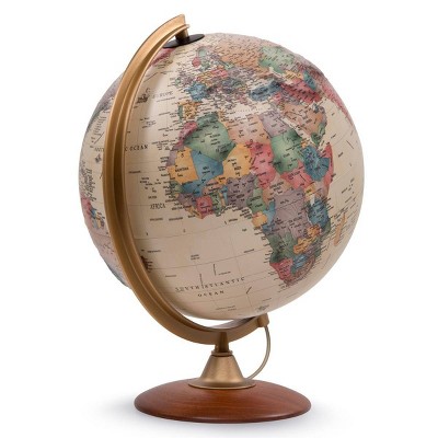 Colombo 12" Antique Ocean-Style Illuminated Relief Globe with Hardwood Base