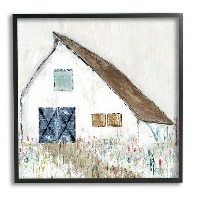 Stupell Industries Abstract Countryside White Barn Framed Giclee