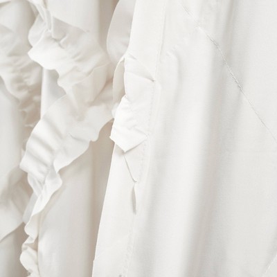 White Ruffle Diamond Light-Filtering Polyester Curtain Panels, 63"