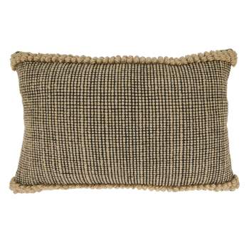 Saro Lifestyle Rustic Charm Outdoor Down Filled Throw Pillow, Beige, 14"x22"