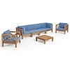 Christopher Knight Home Jeremy 7 piece Outdoor Acacia Wood Sectional Seating Set with Slatted Coffee Table and Cushions - 2 of 4
