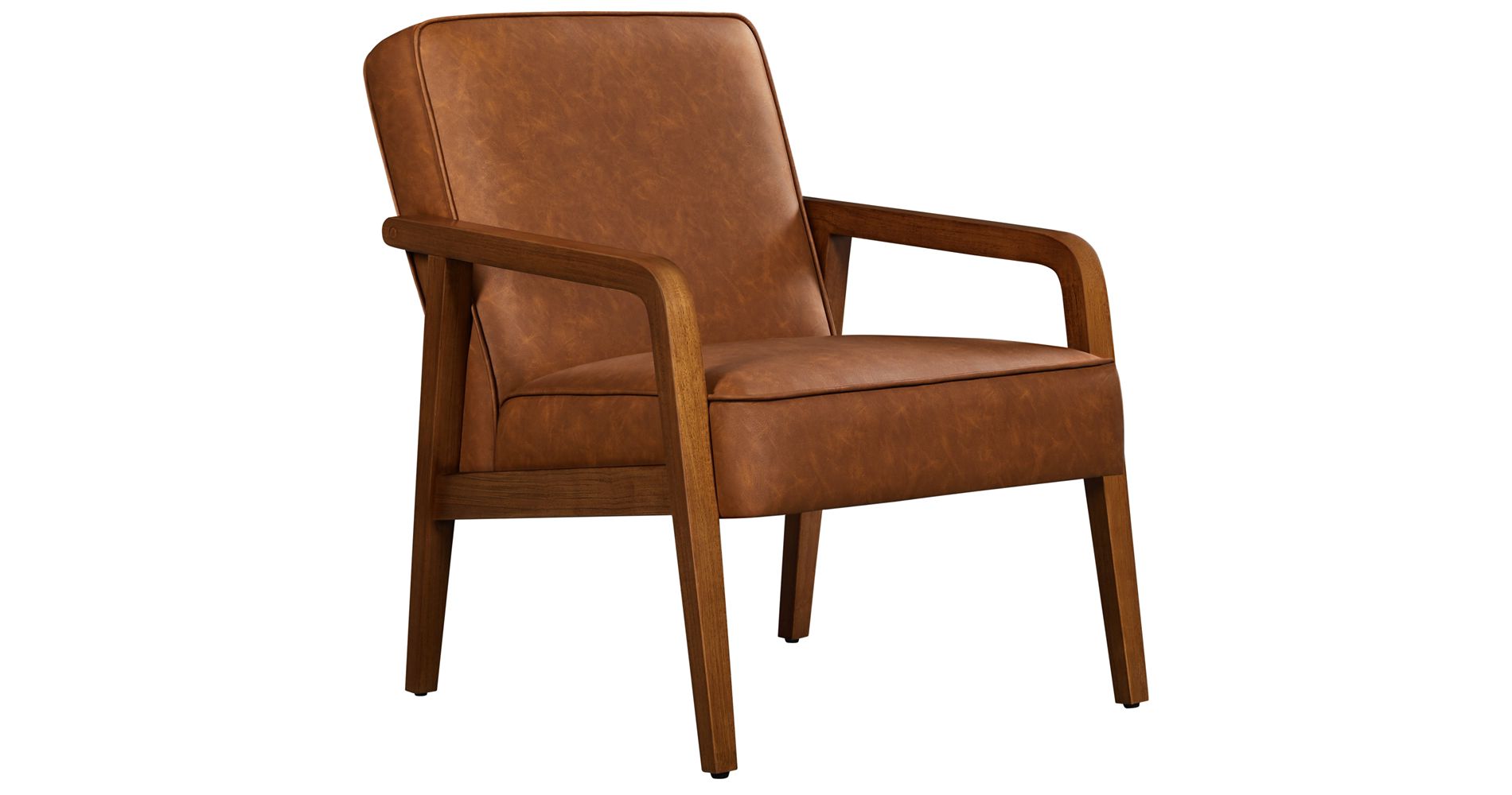 Yaheetech Modern Faux Leather Upholstered Accent Chair Armchair, Light Brown