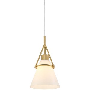 Possini Euro Design Casmere Gold Mini Pendant Light 7 1/2" Wide Modern White Glass Cone Shade for Dining Room House Foyer Kitchen Island Entryway Home - 1 of 4