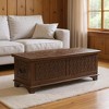 HomeRoots 52" Brown Solid Wood Geometric Storage Ottoman - 2 of 4